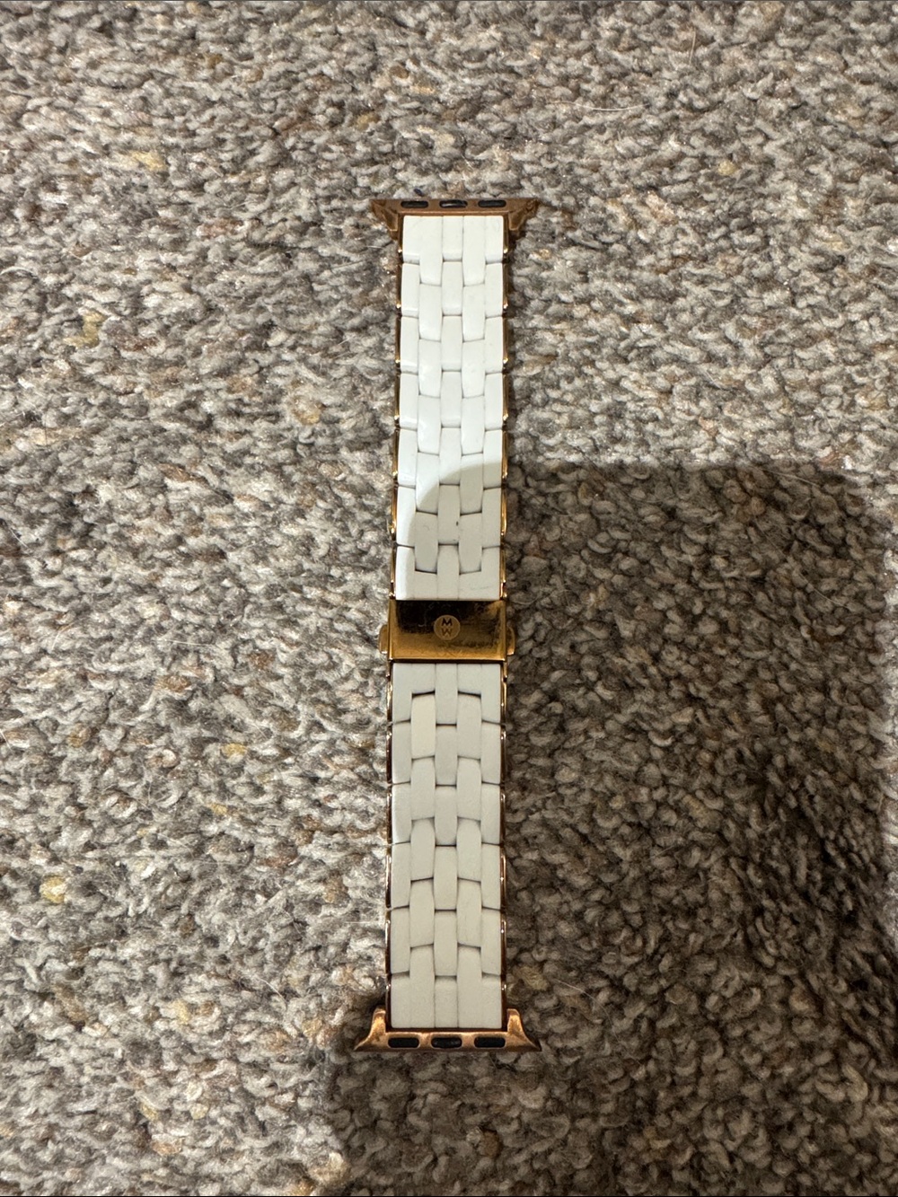 Michele Apple Watch Band White Silicone and Rose Gold